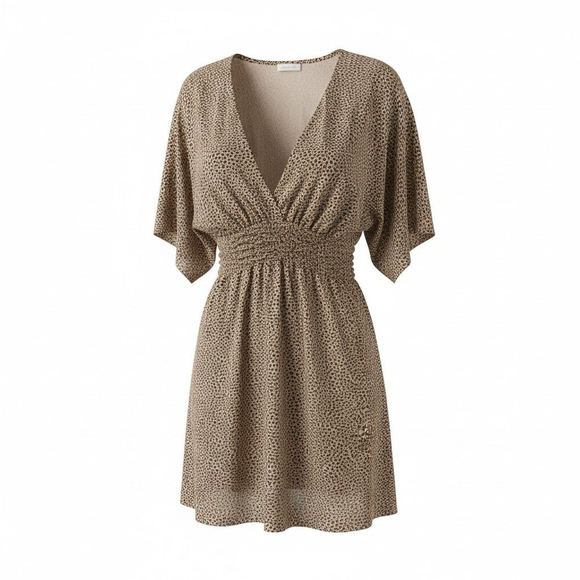 Unbranded Dresses & Skirts - Women's Beige Black Leopard Print High Low Dress